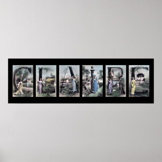 クレアヴィンテージアルファベット文字名アート ポスター (正面)