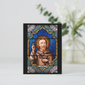 クレアヴォーの聖ベルナールのステンドグラスアート ポストカード (スタンド正面)