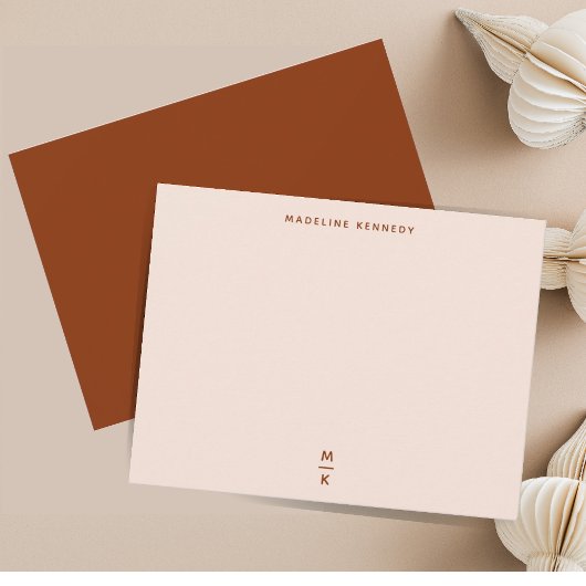 クレイアンドベージュモノグラムタイポグラフィシンプル ノートカード