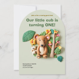 クレイアートベアーファミリー誕生日 招待状