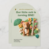 クレイアートベアーファミリー誕生日 招待状 (正面/裏面)