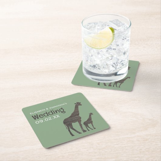 クレイサファリ素朴ア結婚・キリン スクエアペーパーコースター (インサイチュ)