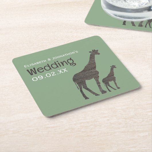 クレイサファリ素朴ア結婚・キリン スクエアペーパーコースター (アングル)