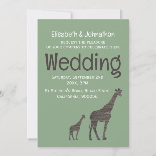 クレイサファリ素朴ア結婚・キリン 招待状 (正面)