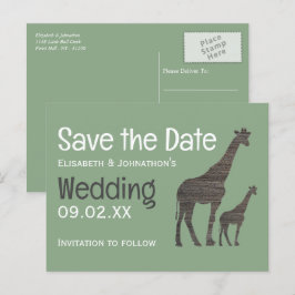 クレイサファリ素朴キリン、結婚式の日付を保存 ポストカード
