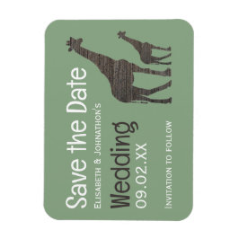 クレイサファリ素朴キリン、結婚式の日付を保存 マグネット