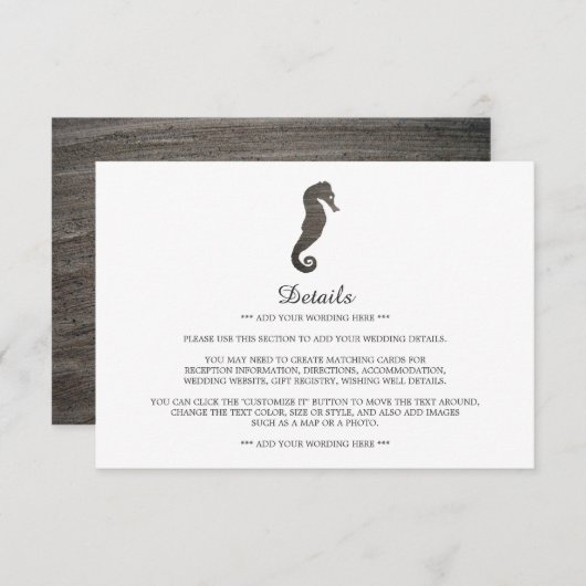 クレイシーホースビーチ結婚式詳細 エンクロージャーカード (正面/裏面)