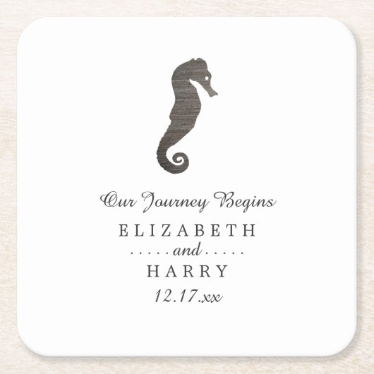 クレイシーホースビーチ結婚式 スクエアペーパーコースター (正面)