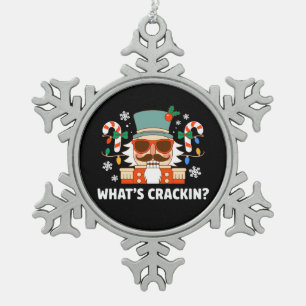 クレイジーなクリスマスのくるみ割り人形 楽しいXmas スノーフレークピューターオーナメント