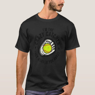 クレイジーキャッチャーバット&ボールプレーヤーソフトボールスポーツ Tシャツ