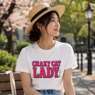 クレイジーキャットレディ,猫好きのための面白いデザイン,かわいいピンクのグラフィック Tシャツ