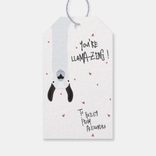 クレイジーキュートな「You're Llama-zing(あなたはヤバいラマちゃん)」ラマのパンデザ ギフトタグ