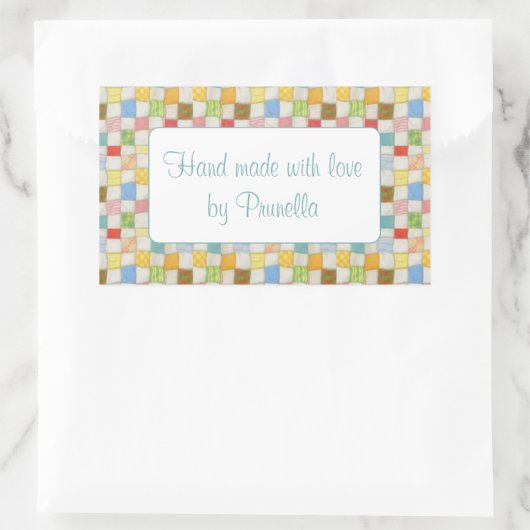 クレイジーキルト長方形 「手作り」 ステッカー (バッグ)