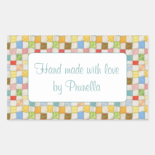 クレイジーキルト長方形 「手作り」 ステッカー (正面)