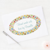 クレイジーキルト オーバル 「手作り」 ステッカー (封筒)