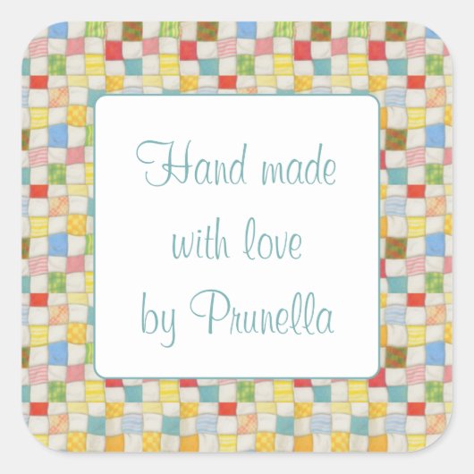 クレイジーキルト 3”角 ハンドメイド ステッカー (正面)