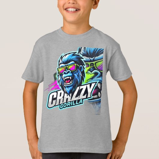 クレイジーゴリラ - 力強さと野蛮なエネルギーのTシャツ Tシャツ (正面)