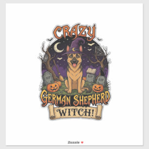 クレイジージャーマンシェパードウィッチハロウィンドッグパンプキン シール