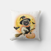 クレイジーハッピー ハロウィンパグ ほうきにまたがって飛ぶ