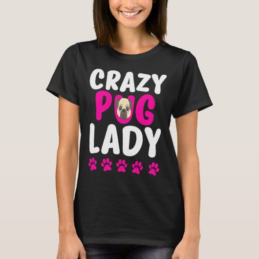 クレイジーパグママ 可愛いパグ母 786 Tシャツ (正面)