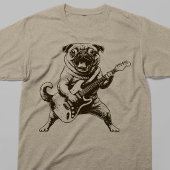 クレイジーロックスターのパグがエレキギターを激しく演奏 Tシャツ