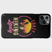 クレイジー・ハイキング・レディ、女性は山ハイキングが大好き iPhoneケース (裏面横)