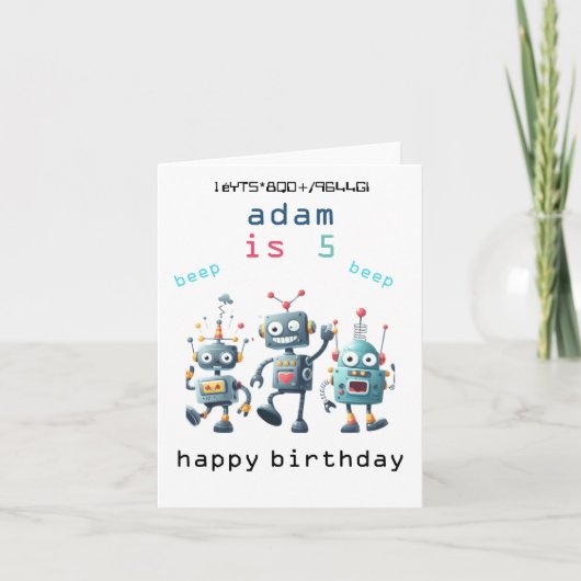 クレイジー ヴィンテージ レトロ サイエンス フィクション ロボット バースデー カード (正面)