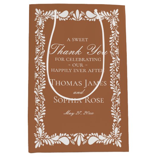 クレイタイルタラベラフィスペインのエスタ結婚式の引き出物 ミディアムペーパーバッグ (正面)