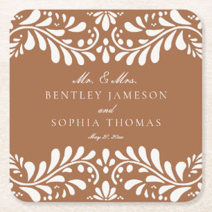 クレイタラベラタイルスペインのスタイルフィエスタ結婚ズ スクエアペーパーコースター