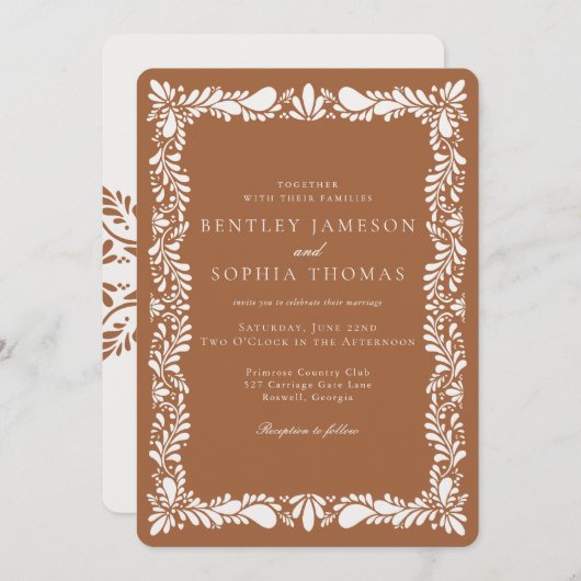 クレイタラベラタイルスペインのフィエスタ結婚ズ 招待状 (正面/裏面)