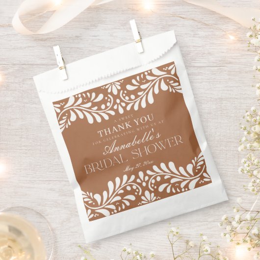 クレイタラベラタイルフィエスタブライダルシャワーデザート フェイバーバッグ (クリップ留めされた状態)