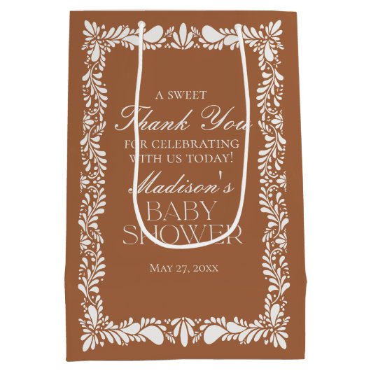 クレイタラベラタイルフィエスタベイビーシャワーの好意 ミディアムペーパーバッグ (裏面)