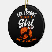 クレイターゲット射撃、 発砲Yep、私は女の子の贈り物のように撮影 セラミックオーナメント (左)