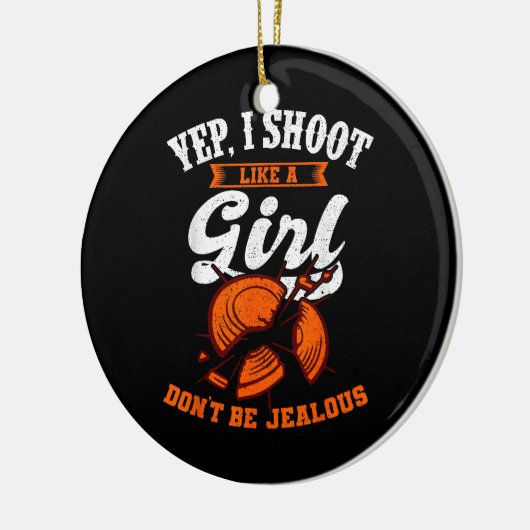 クレイターゲット射撃、 発砲Yep、私は女の子の贈り物のように撮影 セラミックオーナメント (左)