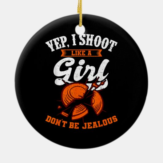 クレイターゲット射撃、 発砲Yep、私は女の子の贈り物のように撮影 セラミックオーナメント (裏面)