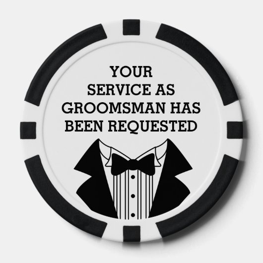 クレイトランプのポーカーチップ花婿介添人またはグロムスマン招待状 ポーカーチップ (正面)