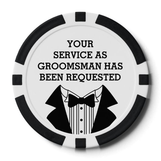 クレイトランプのポーカーチップ花婿介添人またはグロムスマン招待状 ポーカーチップ (正面)