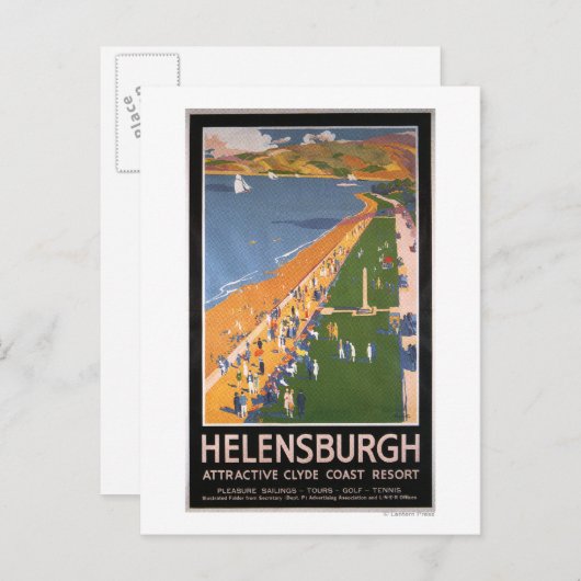 クレイドコーストビーチ鉄道ポスター沿線の群衆 ポストカード (正面/裏面)