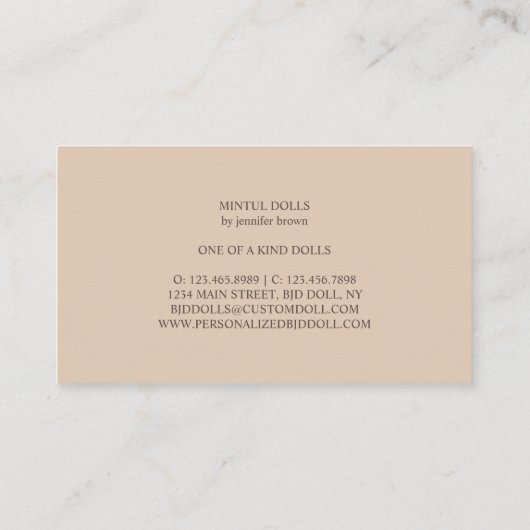 クレイドールメイカーアーティストマネキンファッション 名刺 (裏面)