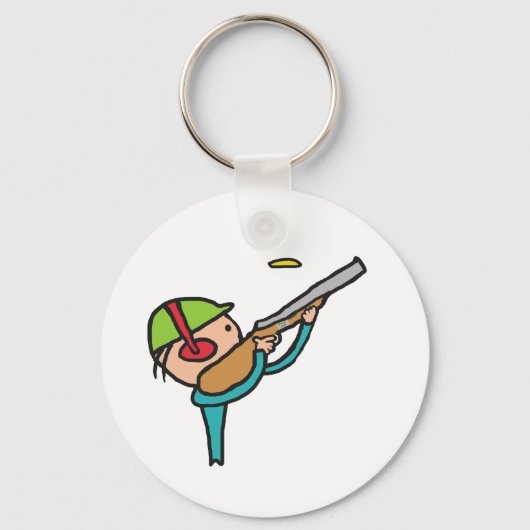 クレイピジョントラップ射撃、 発砲 キーホルダー (正面)