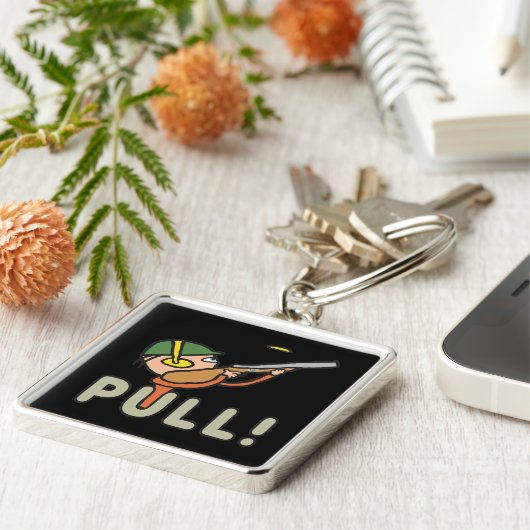 クレイピジョントラップ射撃、 発砲 キーホルダー (側面)