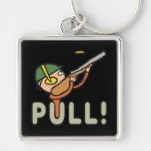 クレイピジョントラップ射撃、 発砲 キーホルダー (正面)