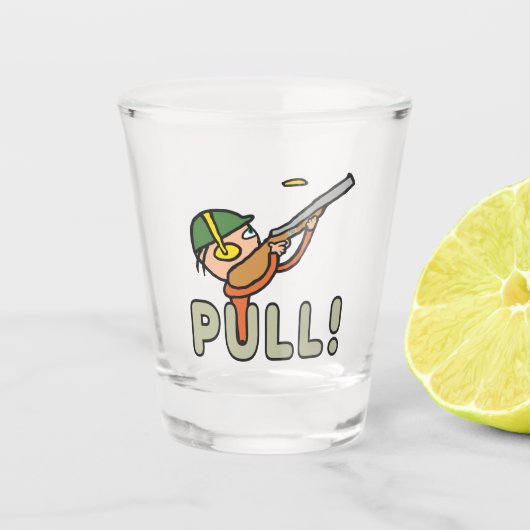 クレイピジョントラップ射撃、 発砲 ショットグラス (正面)