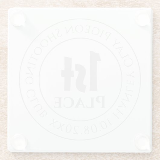 クレイピジョン射撃、 発砲第1位賞トロフィー賞 ガラスコースター (裏面)