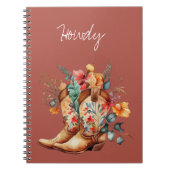 クレイブラウンフローラ女性のカーボーイブーツ ノートブック (正面)