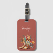 クレイブラウンフローラ女性のカーボーイブーツ ラゲッジタグ (正面縦)