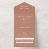 クレイミニマルテラコッタ無地のカラー結婚ズ オールインワン招待状 (内側)