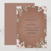 クレイミントの葉エウカリptusの結婚式 招待状 (正面/裏面)