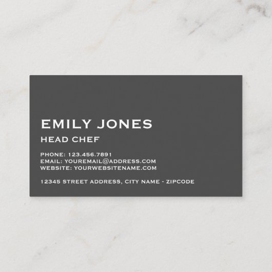 クレイ素朴シーホース、シーフード、シェフ、料理 名刺 (裏面)