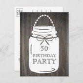 クレイ素朴メイソンジャールAny Age Birthday Party インビテーションポストカード (正面/裏面)